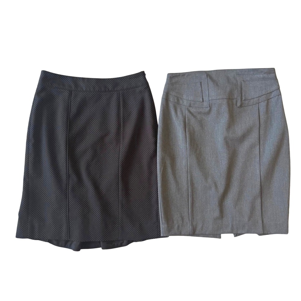 WHBM & Express Pencil Skirt Bundle‎ Black dot Gray Womens sz 2 office academia